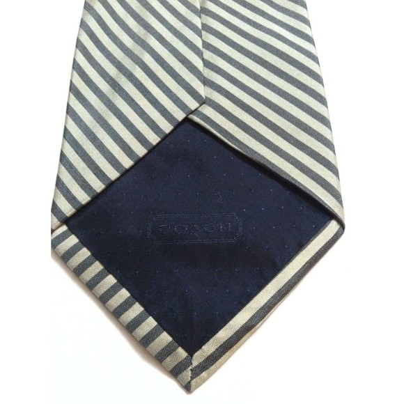 COACH MENS NEW LIGHT GREEN 100% SILK STRIPED CLASSIC NECK TIE WIDTH: 3 5/8" - Picture 3 of 3